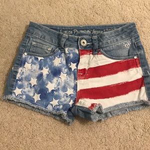 Justice denim American flag shorts size 10